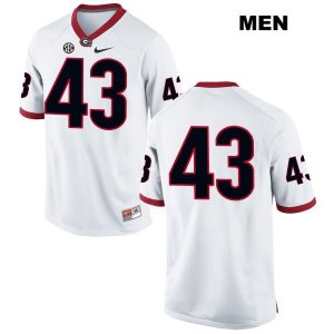 Men's Georgia Bulldogs NCAA #43 Isaac Mize Nike Stitched White Authentic No Name College Football Jersey RPQ6654UN